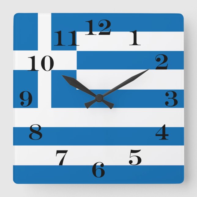 The National flag of Greece Square Wall Clock (Front)