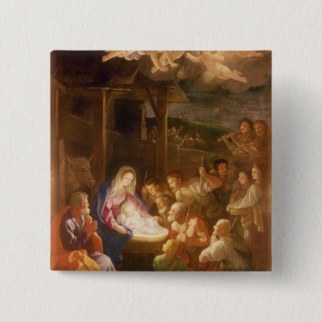 The Nativity at Night, 1640 15 Cm Square Badge (Front)