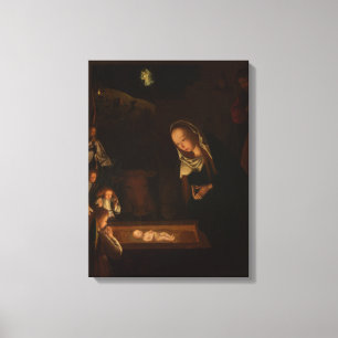 The Nativity at Night (Birth of Jesus, Christmas) Canvas Print