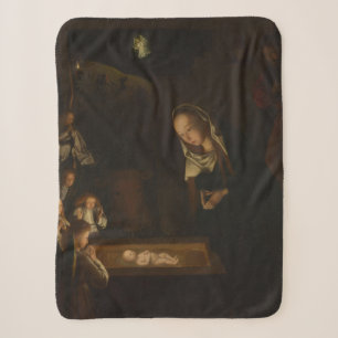 The Nativity at Night (Birth of Jesus, Christmas) Sherpa Blanket