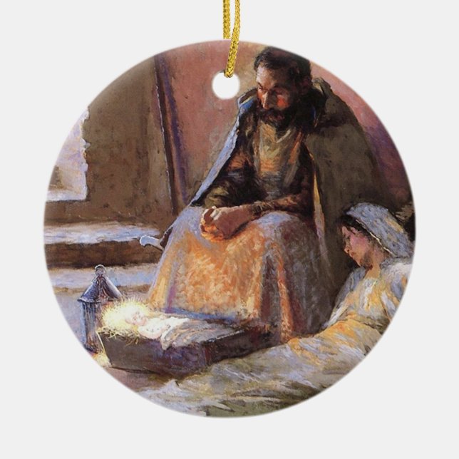 The Nativity By Gari Melchers Ceramic Tree Decoration (Front)