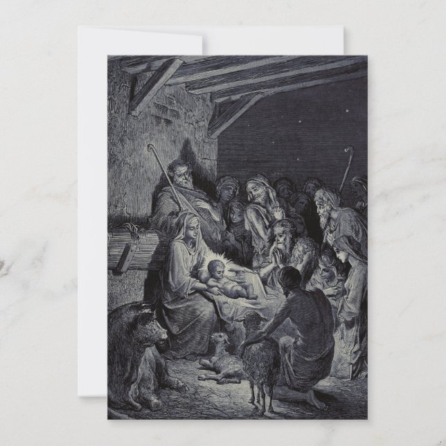 The Nativity by Gustave Doré Premium Victorian Ink Invitation (Front)