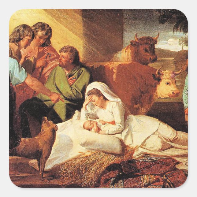 The Nativity by John Singleton Copley Square Sticker (Front)