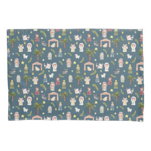The Nativity Christmas holiday Navy Pillow Case