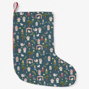 The Nativity Christmas holiday Small Navy Stocking