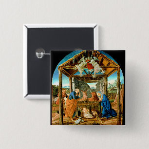 The Nativity, famous painting by Sandro Botticelli 15 Cm Square Badge