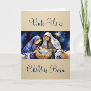The Nativity of Baby Jesus Christmas Greetings Holiday Card