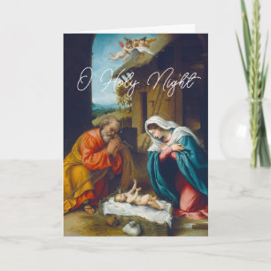 The Nativity of Baby Jesus Christmas Greetings Holiday Card