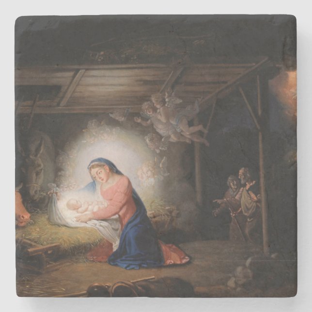 The Nativity of Christ (by Vladimir Borovikovsky) Stone Coaster (Front)
