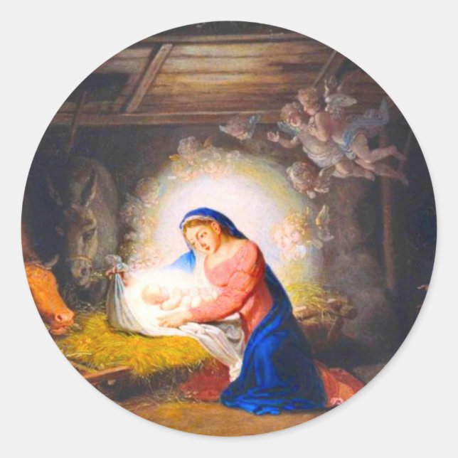 The Nativity of Christ Classic Round Sticker (Front)