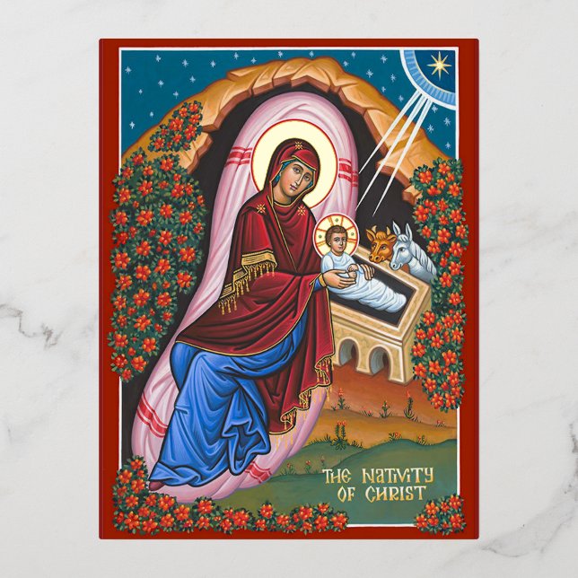 The Nativity of Christ Foil Invitation Postcard (Front)