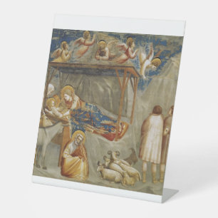 The Nativity of Jesus Christ by Giotto  Pedestal Sign
