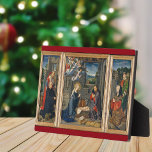 The Nativity Scene Beautiful Religious Christmas Plaque<br><div class="desc">The Nativity with Donors and Saints by Gerard David features the classic nativity scene with Jesus Christ. A perfect Christmas gift for the Christian in your life. Features Mother May praying over baby Jesus and the shepherds bringing gifts.</div>