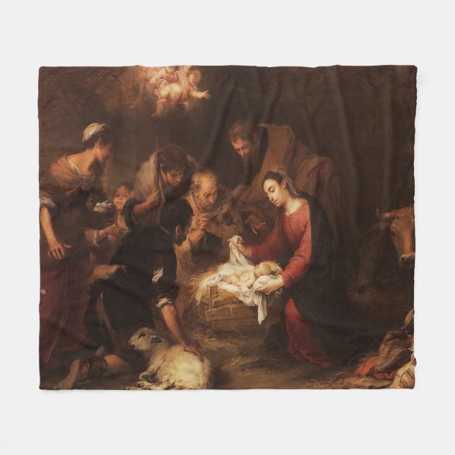 The Nativity Shepherds 1668 Fleece Blanket (Front (Horizontal))