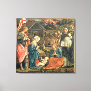The Nativity with SS. Michael and Dominic, 1470 (t Canvas Print
