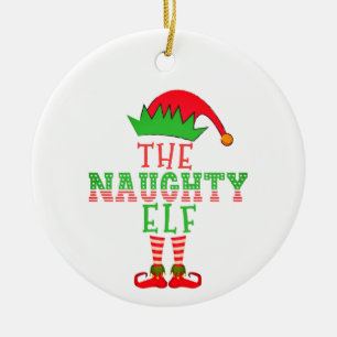 The Naughty Elf Family Matching Christmas Pajama Ceramic Tree Decoration