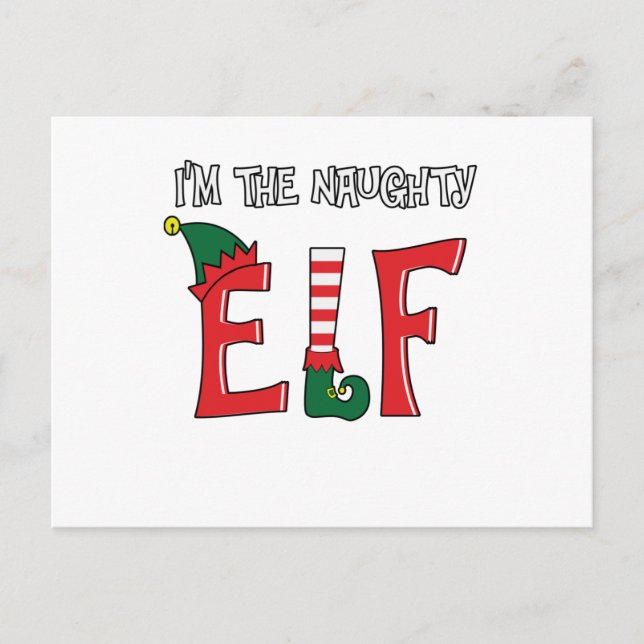 The Naughty Elf Family Matching Christmas Pyjamas Postcard (Front)