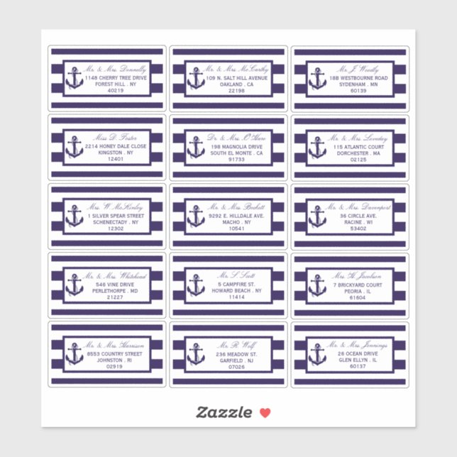 The Nautical Anchor Navy Stripe Wedding Collection (Sheet)