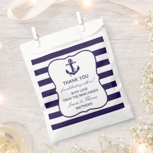 The Nautical Anchor Navy Stripe Wedding Collection Favour Bags