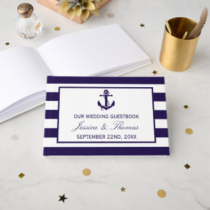 The Nautical Anchor Navy Stripe Wedding Collection Guest Book