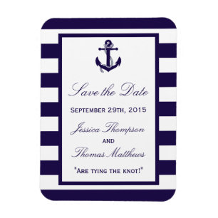 The Nautical Anchor Navy Stripe Wedding Collection Magnet