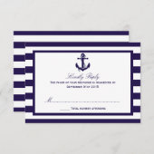 The Nautical Anchor Navy Stripe Wedding Collection RSVP Card (Front/Back)