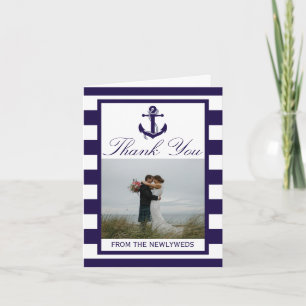 The Nautical Anchor Navy Stripe Wedding Collection Thank You Card