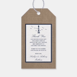 The Nautical Lighthouse Burlap Wedding Collection Gift Tags