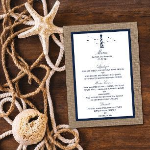 The Nautical Lighthouse Burlap Wedding Collection Menu