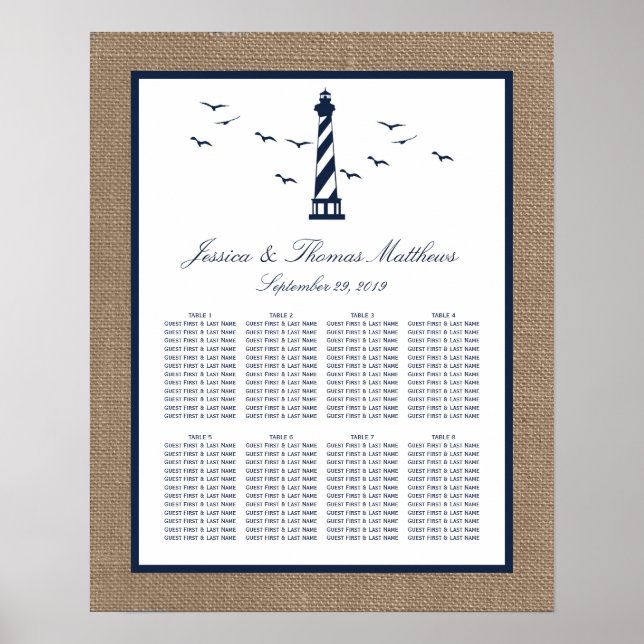 The Nautical Lighthouse Burlap Wedding Collection Poster (Front)