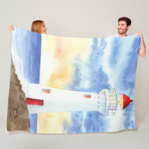 The Nautical Lighthouse Mountains Fleece Blanket