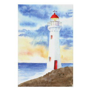 The Nautical Lighthouse Mountains Poster