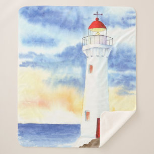 The Nautical Lighthouse Mountains Sherpa Blanket