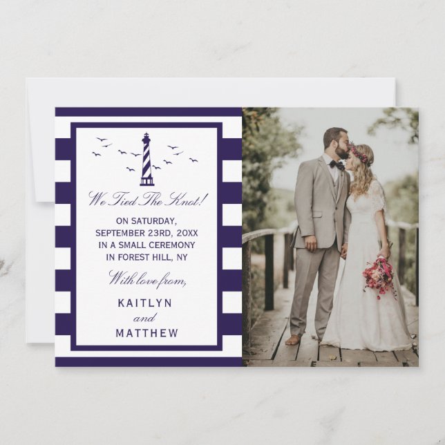 The Nautical Lighthouse Wedding Collection Announcement (Front)