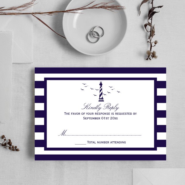 The Nautical Lighthouse Wedding Collection RSVP Card (Creator Uploaded)