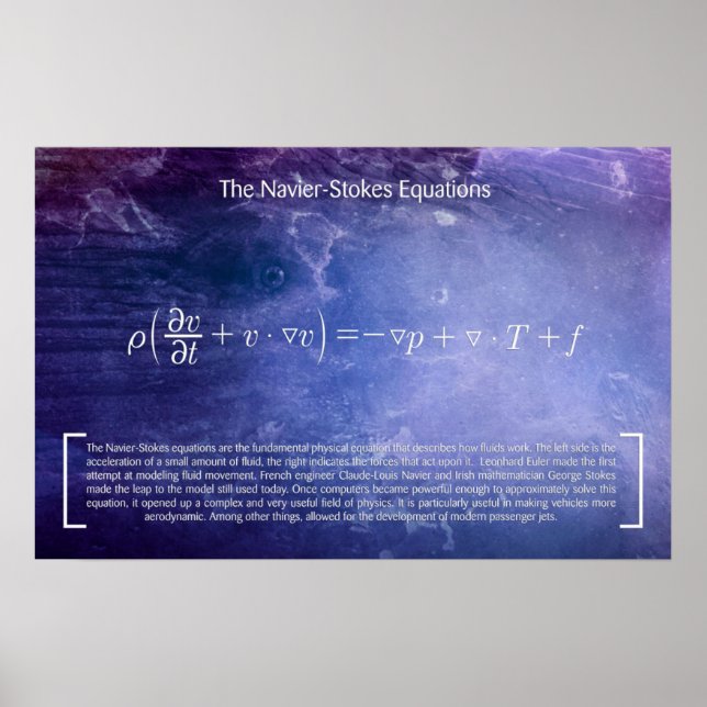 The Navier-Stokes Equations - Math Poster (Front)