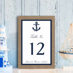 The Navy Anchor On Burlap Beach Wedding Collection Table Number<br><div class="desc">The navy anchor on burlap beach wedding collection is perfect for any couple planning a romantic marriage by the sea. The rustic burlap effect background gives these invitations a boho-chic feel, while the nautical navy blue colour can be used throughout your whole wedding. The nautical ship's anchor is the perfect...</div>