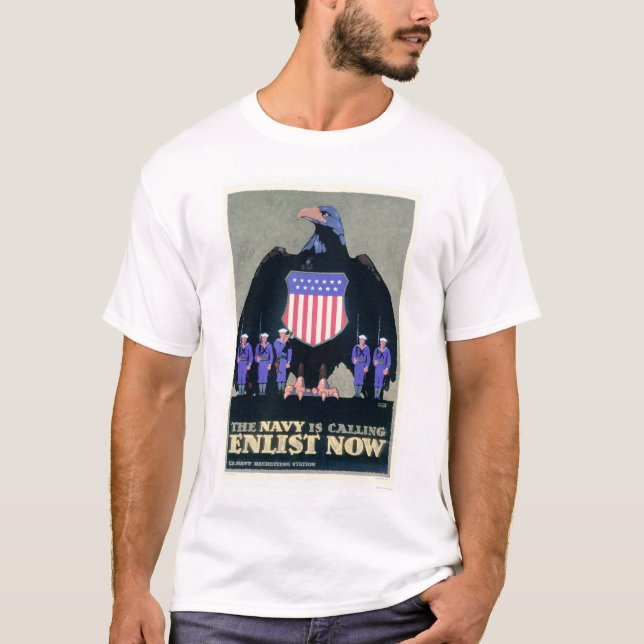 The Navy is Calling - Enlist Now (US02291A) T-Shirt (Front)