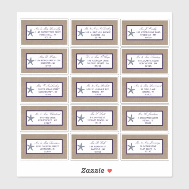 The Navy Starfish Burlap Beach Wedding Collection (Sheet)