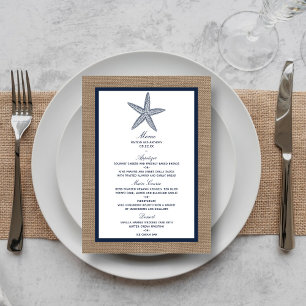 The Navy Starfish Burlap Beach Wedding Collection Menu