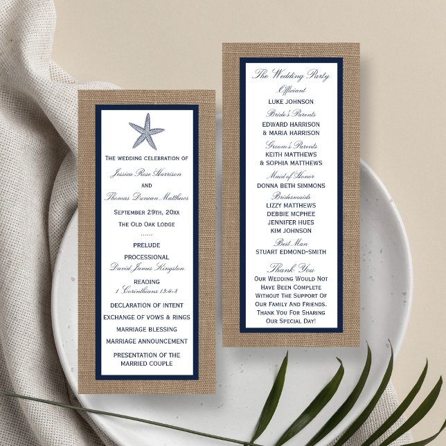 The Navy Starfish Burlap Beach Wedding Collection Programme (Creator Uploaded)
