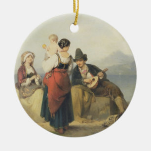 The Neapolitan Family, 1865 (oil on panel) Ceramic Tree Decoration