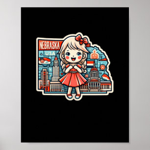 The Nebraska State In Usa Sticker1 Poster