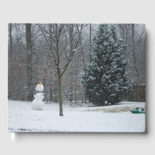 The Neighbour's Snowman Winter Snow Scene Guest Book