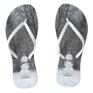 The Neighbour's Snowman Winter Snow Scene Jandals
