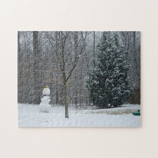 The Neighbour's Snowman Winter Snow Scene Jigsaw Puzzle (Horizontal)