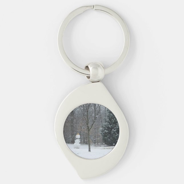 The Neighbour's Snowman Winter Snow Scene Key Ring (Front)