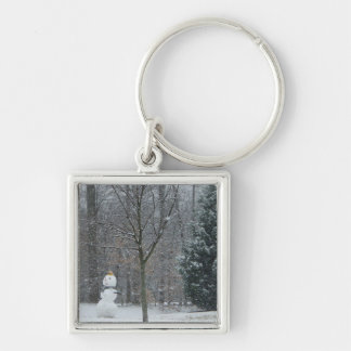 The Neighbour's Snowman Winter Snow Scene Key Ring