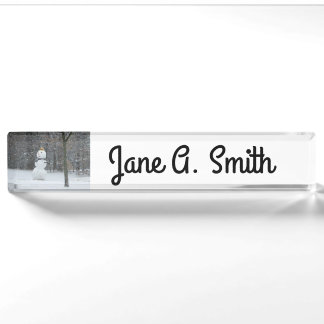 The Neighbour's Snowman Winter Snow Scene Nameplate