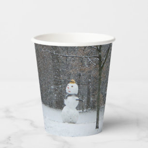 The Neighbour's Snowman Winter Snow Scene Paper Cups
